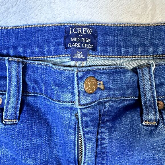 J. Crew Mid-Rise Flare Crop Med Wash Women's Jeans Size 30 - Picture 2 of 9